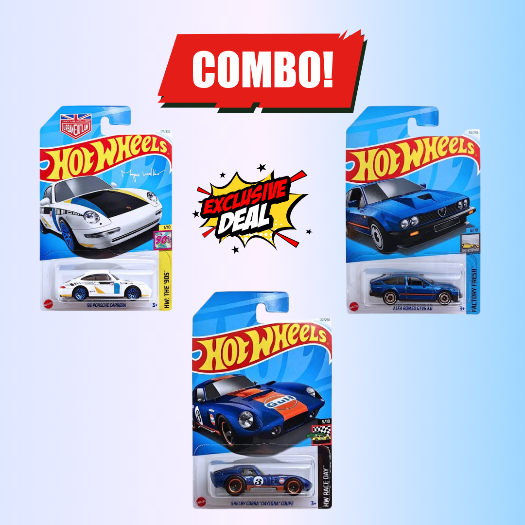 SUPER SAVER COMBO 3 SHELBY COBRA DAYTONA COUPE+ALFA ROMEO GTV6 3.0+96 PORSCHE CARRERA HOT WHEELS