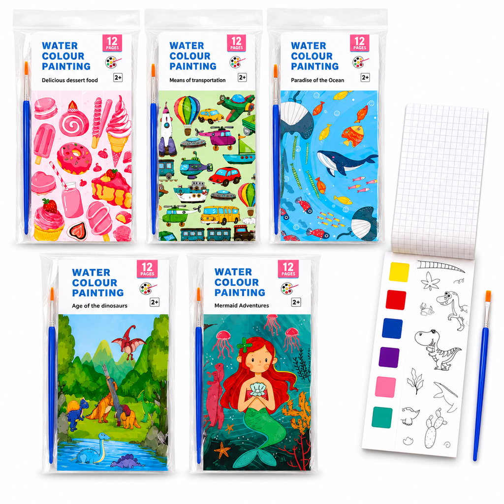 Water Colour Painting Book Set for Kids – Mess-Free Creative Fun