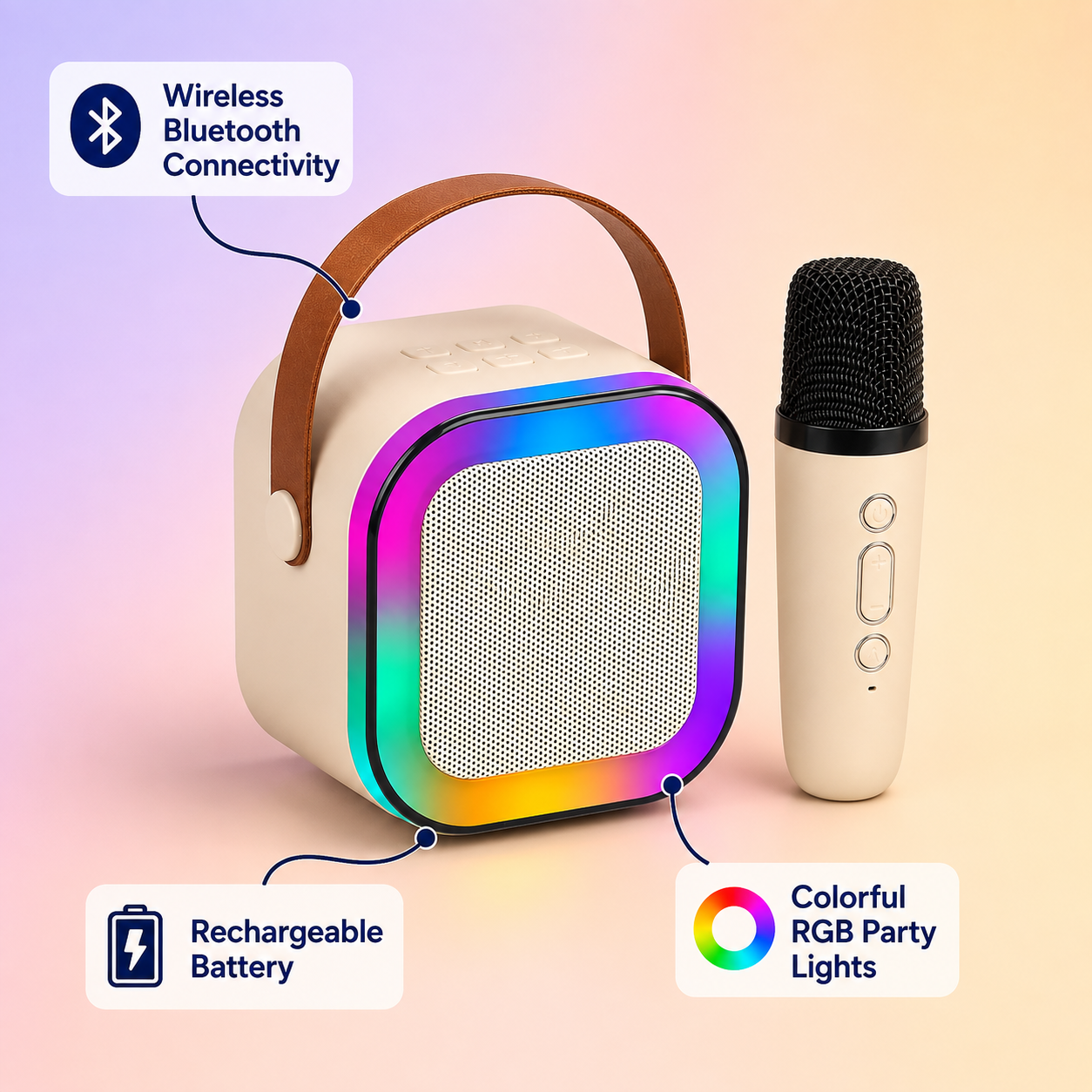 Kids mic and speaker set with karaoke & RGB lights