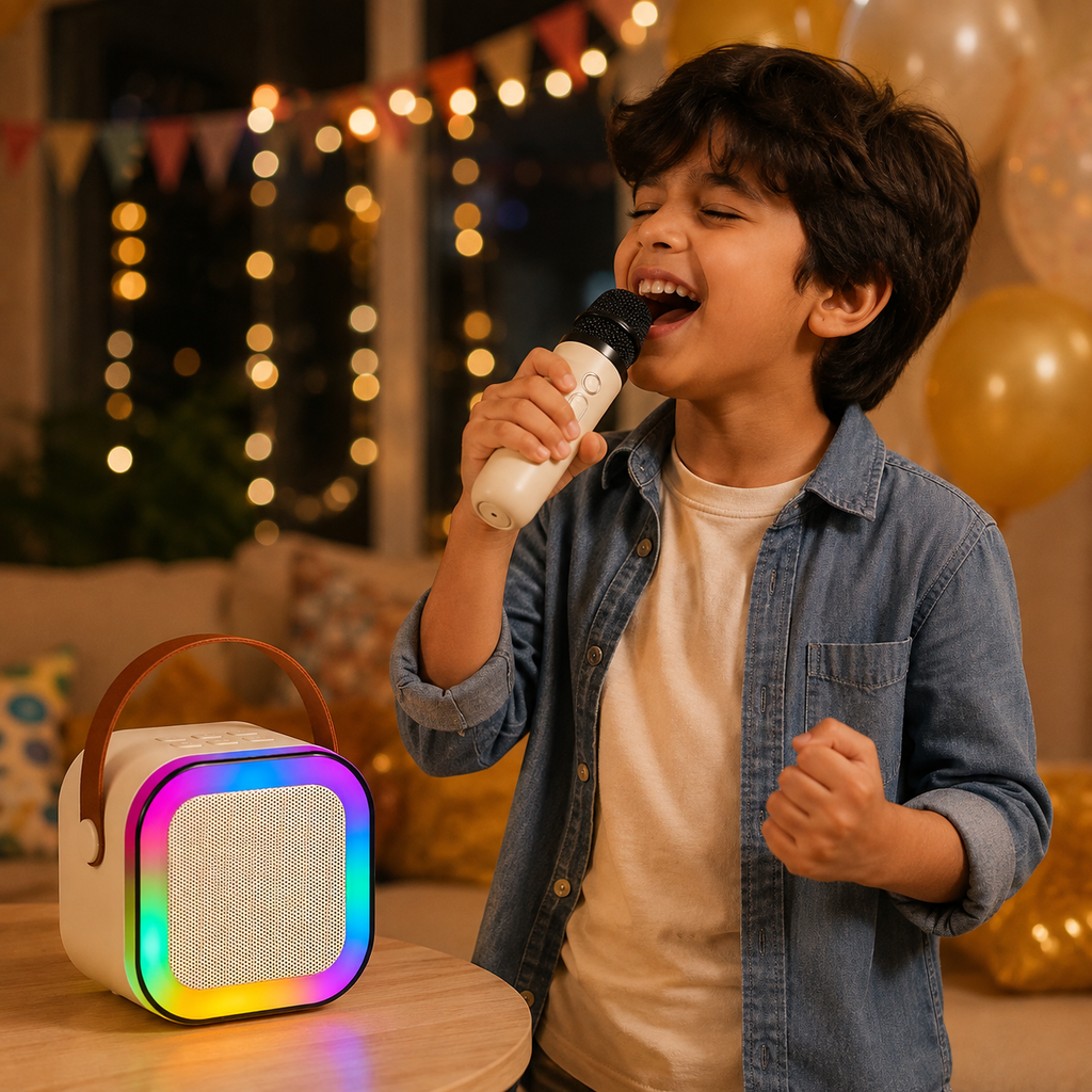 Kids mic and speaker set with karaoke & RGB lights