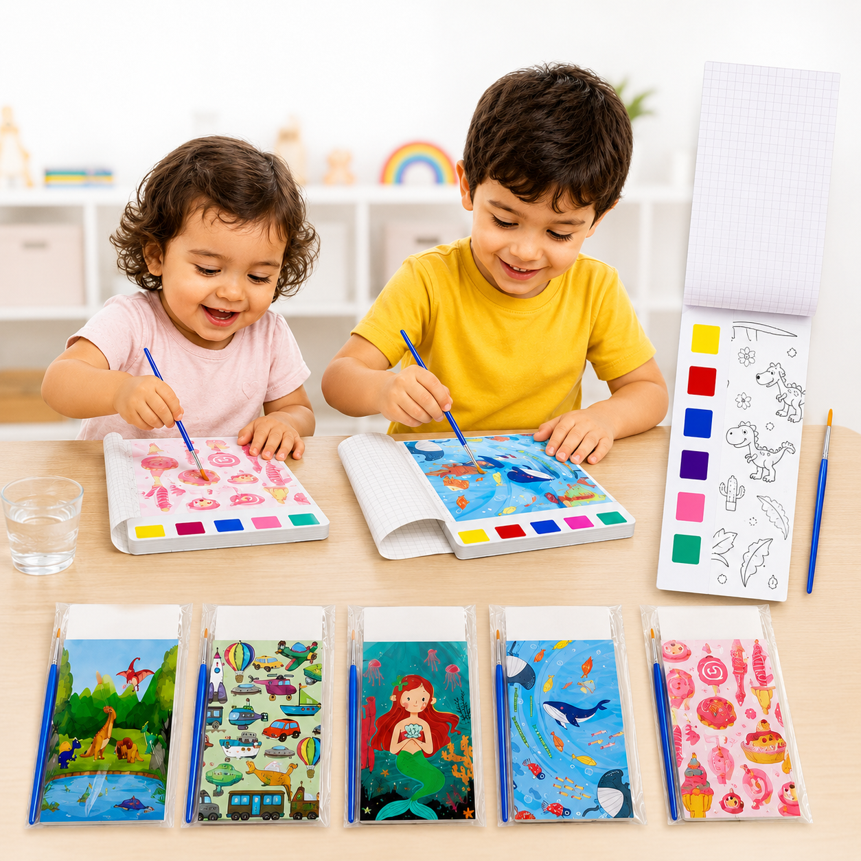 Water Colour Painting Book Set for Kids – Mess-Free Creative Fun