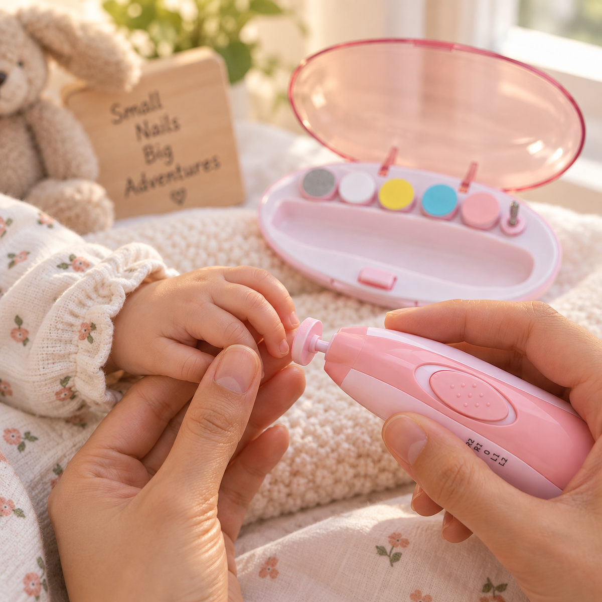 Baby Electric Nail Trimmer with 6 Grinding Heads – Safe Nail Care Kit