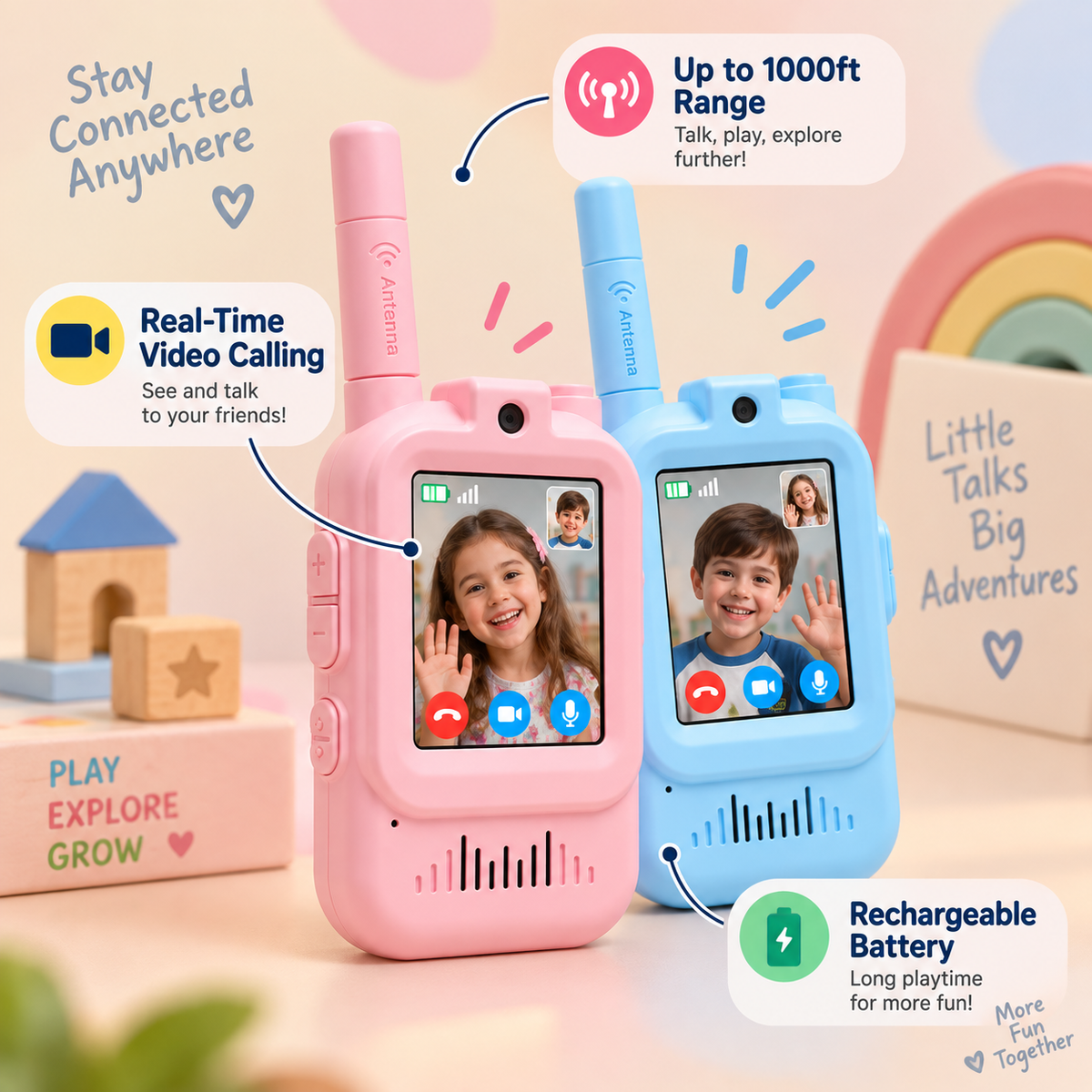 Kids Smart Walkie Talkies with Video Calling